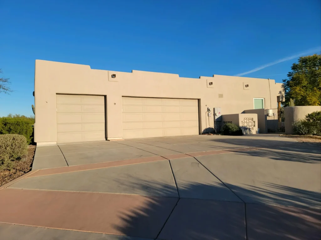 Newly refinished exterior stucco wall after renovation, Stucco Renovations AZ